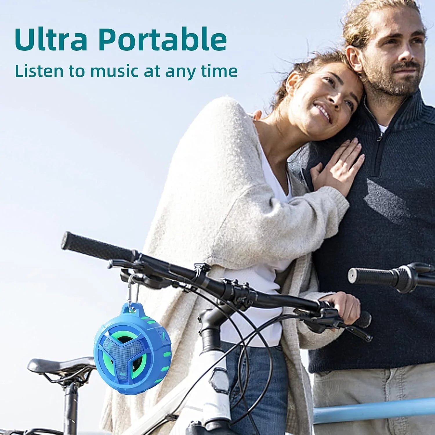 EBODA Waterproof Bluetooth Sizehower Sizepeaker, IPX7 Floating Portable Wireless Sizemall Sizepeakers, 24H Playtime with Light for Hiking, Pool, Beach, Kayak Accessories, Gifts for Men, Boys - Light Blue