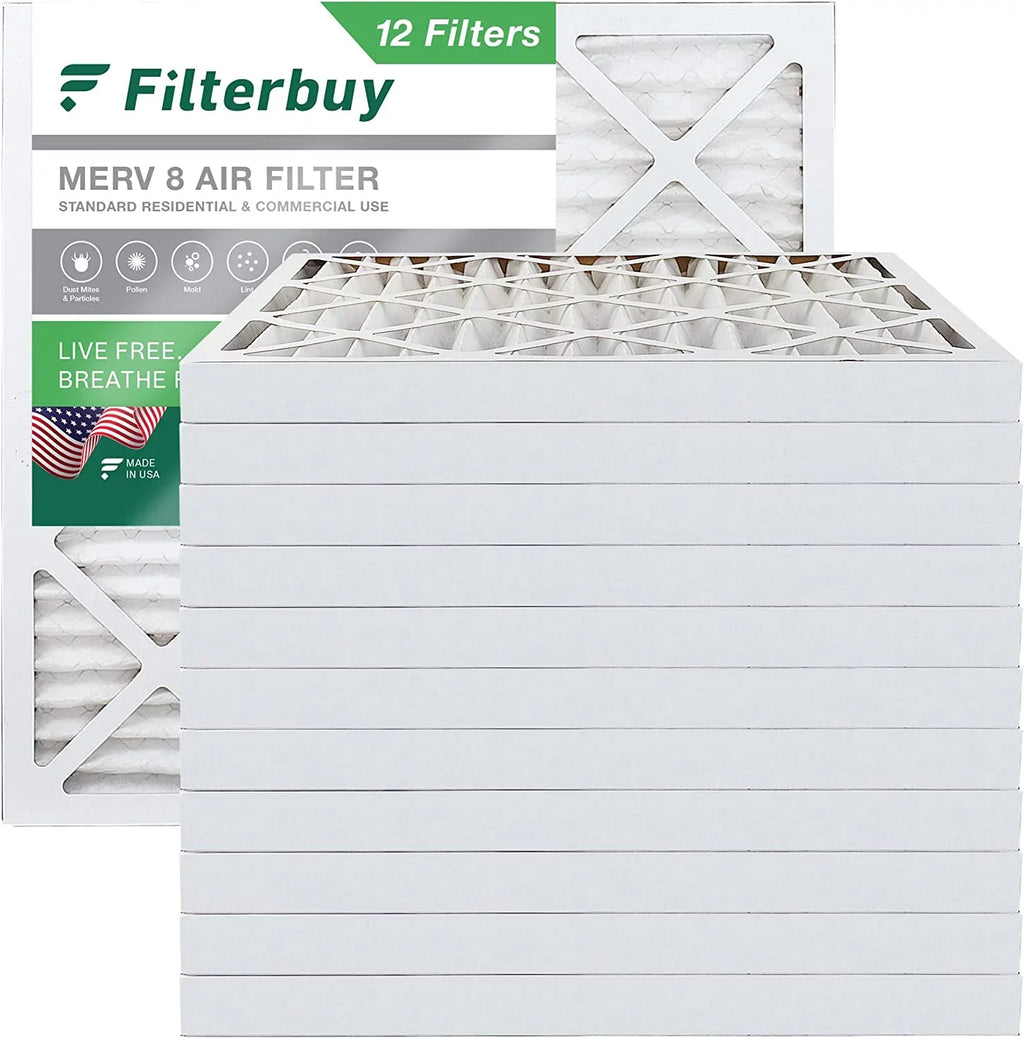 Filterbuy 12x12x2 MERV 8 Pleated HVAC AC Furnace Air Filters (12-Pack)