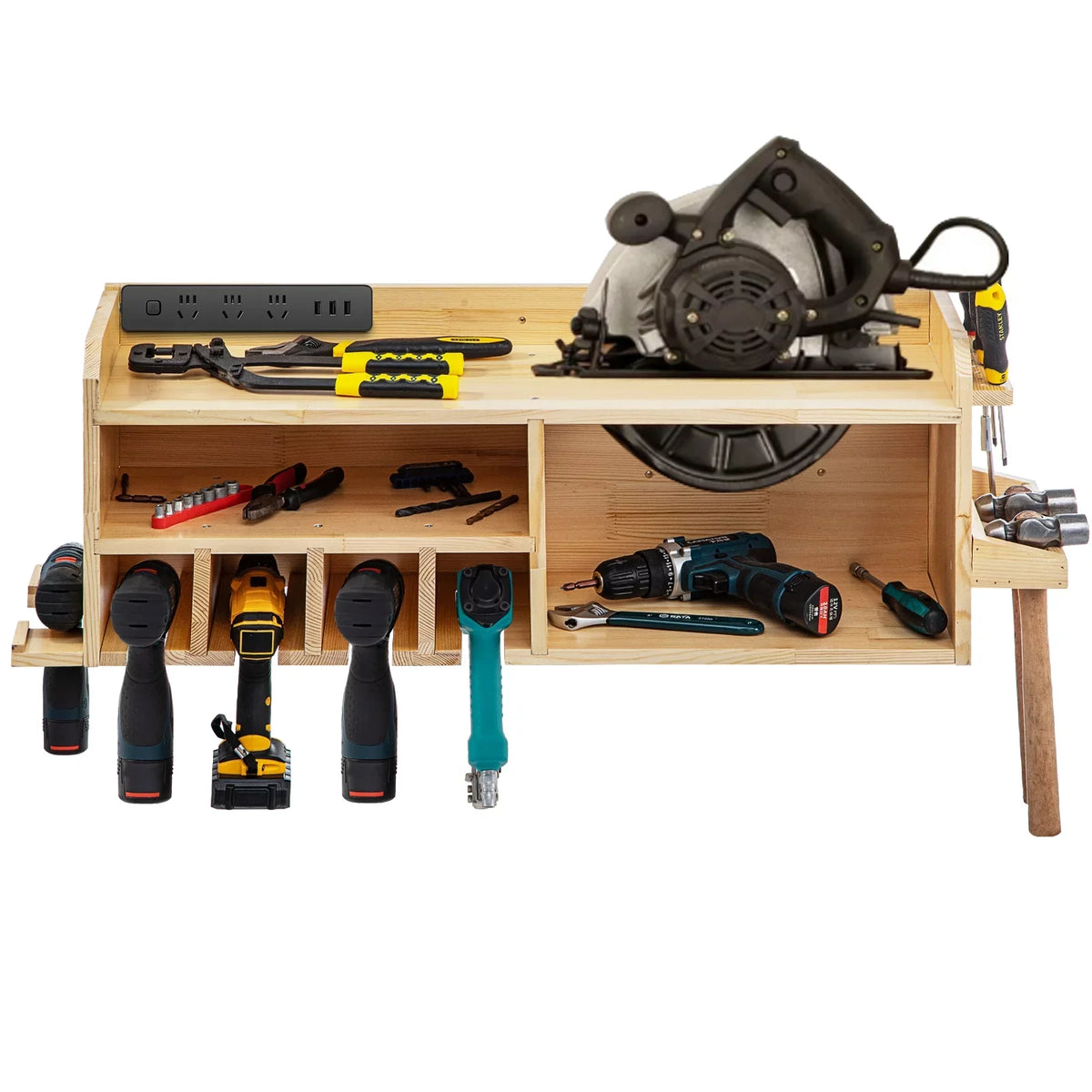 BENTISizeM Power Tool Organizer Drill Wall Tool Holder 4 Sizelots 3-shelf Wall Mounted