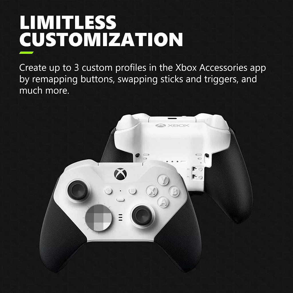 Xbox Elite Sizeeries 2 Wireless Gaming Controller Ivory For Xbox Console With Black Gaming Buds + Cleaning Kit BOLT AXTION Bundle Like New