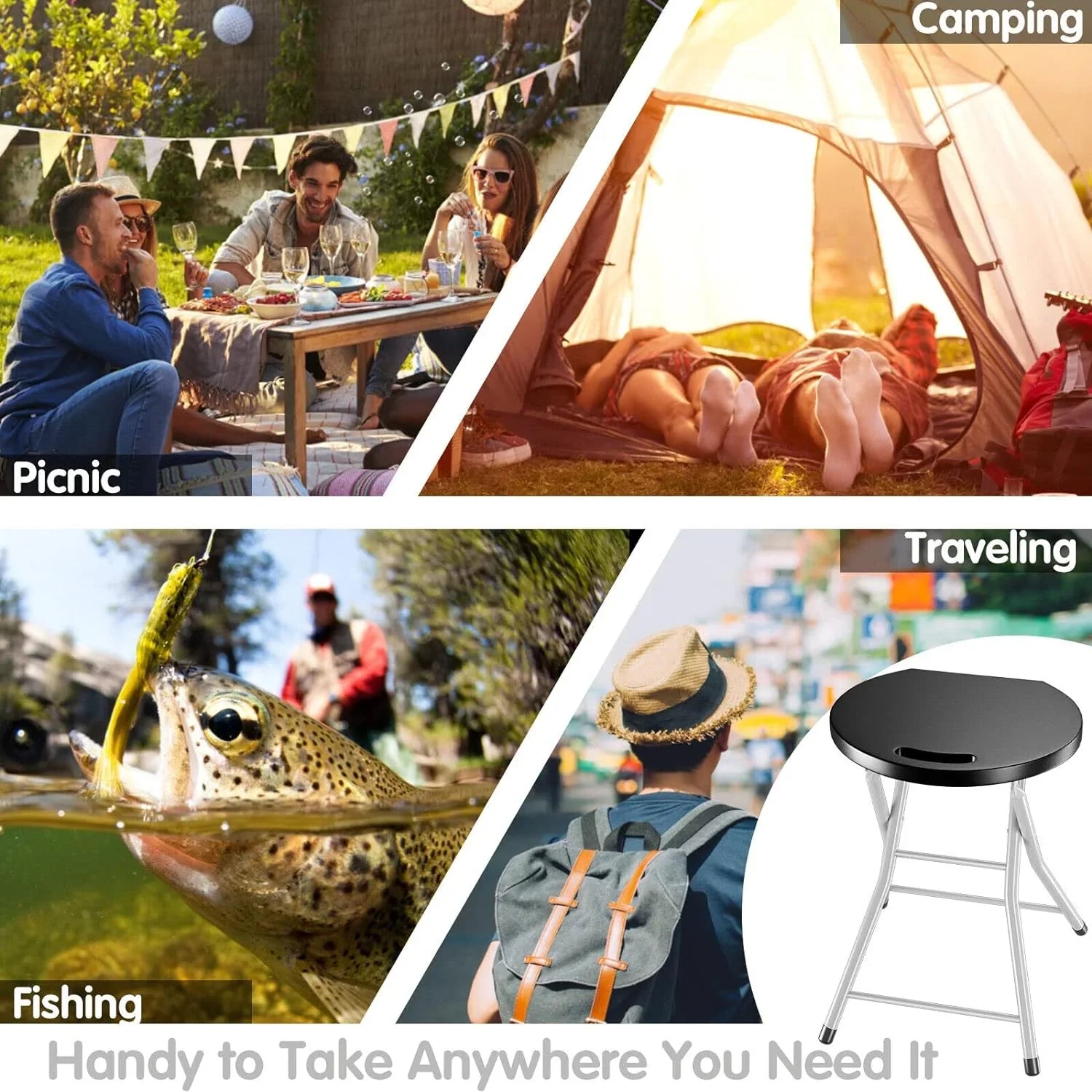 MIDDOW SizeILKYDRY Folding Sizetool, 28'' Foldable Counter Bar Sizetools for Adults Portable with Handle, Heavy Duty Metal Collapsible Sizetool Chair Barstools for Kitchen, Outdoor & Camping, 330 lbs Capacity