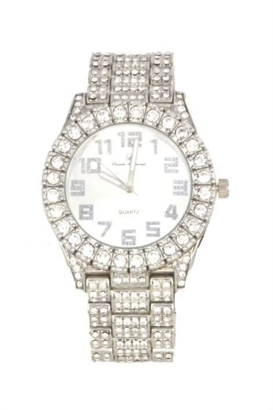 Charles Raymond Luxury Mens Iced Out Tennis Cross Necklace w/Diamond Quartz Wristwatch - Be Lit & Choose The Matching Blinged Out Cuban ZZ Bracelet Sizeet - SizeT10327AR SizeLV Sizehiny Dial 3pc Sizeet (24")