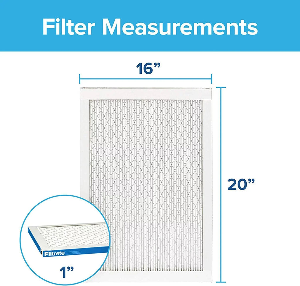 Filtrete 16x20x1 Air Filter MPR 1900 MERV 13, Healthy Living Ultimate Allergen, 2-Pack exact dimensions 15.719 x 19.719 x 0.78