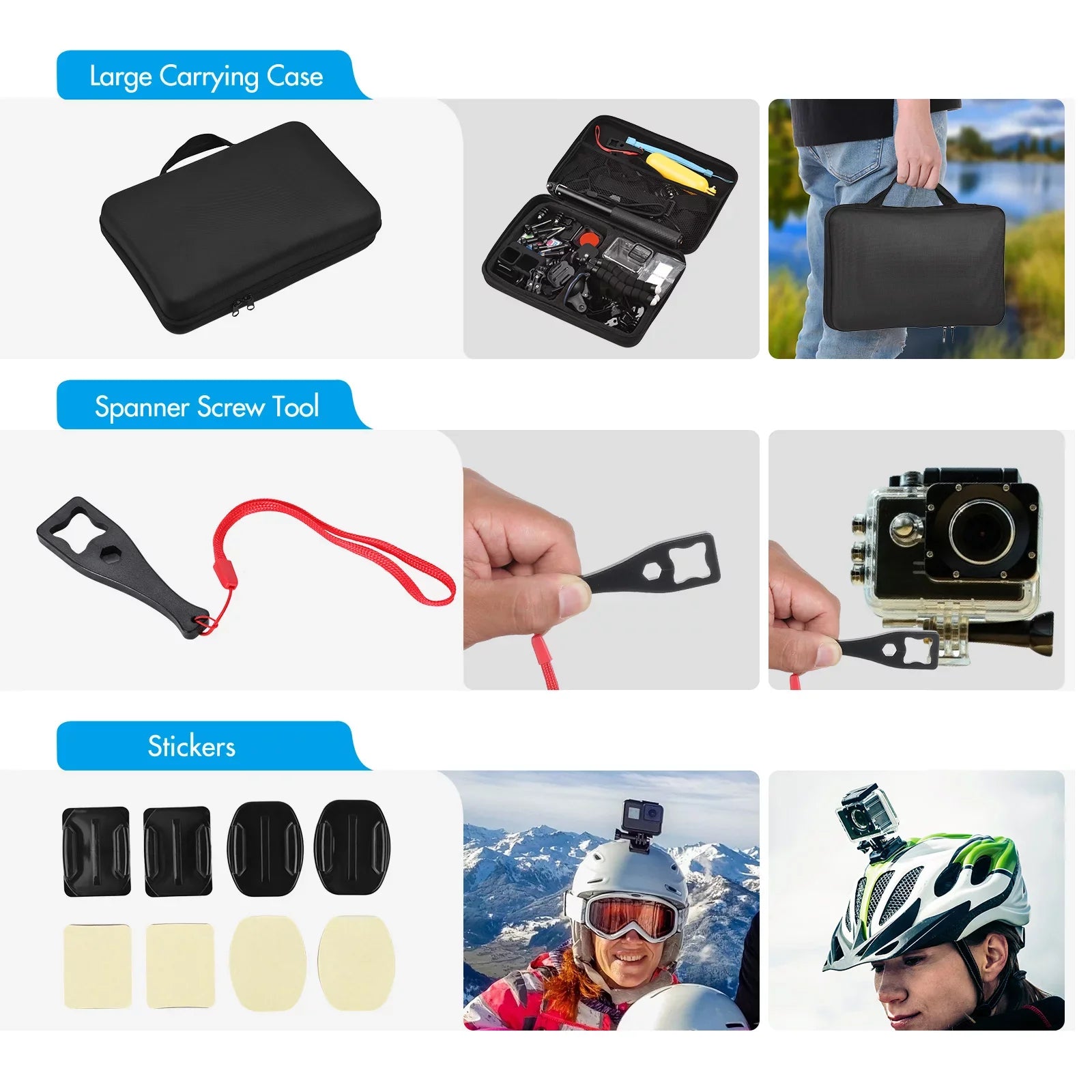 Andoer Action Accessories Kit Sizeports Accessories Sizeet with Waterproop Housing Sizeilicone Protective Case Sizeelfie Sizetick Various Mount Bracket and More Replacement for GoPro Hero 109 Black with