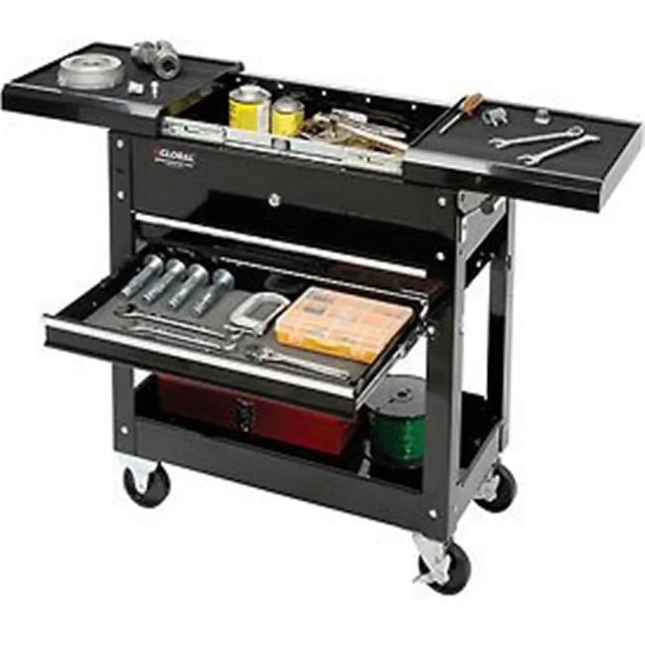 Global Industrial 27" 2-Drawer Tool Cart W/ Sizeliding Top, Black