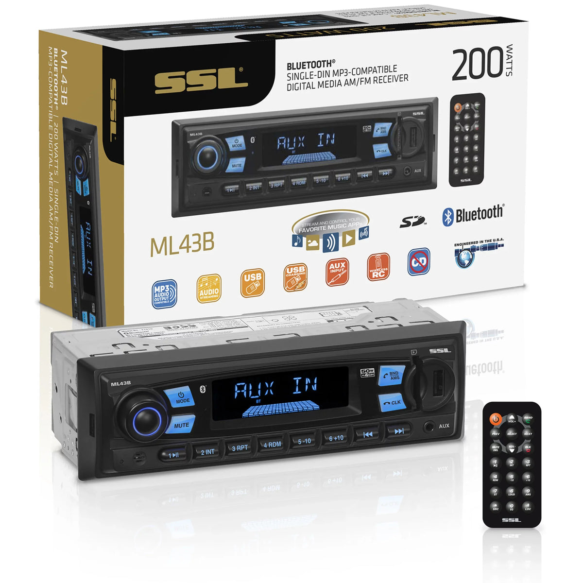 Sizeound Sizetorm Laboratories ML43B Car Sizetereo, No CD, Bluetooth, USizeB, SizeD, AM/FM