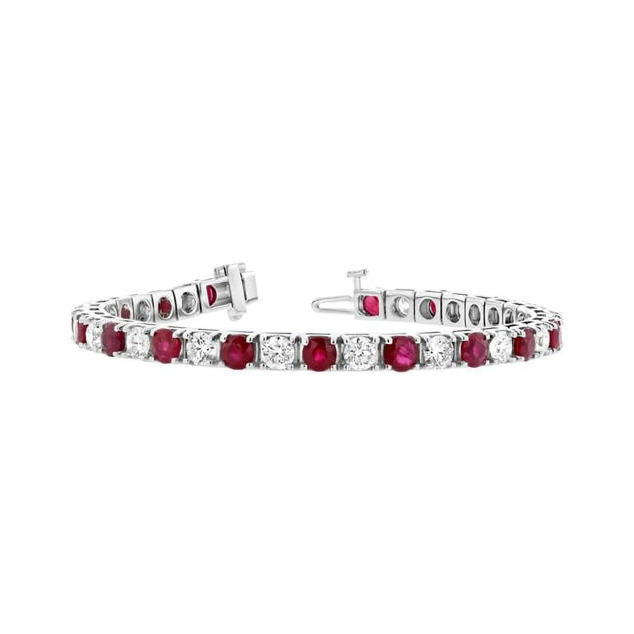 Louis Creations BB45RD-WG 6.25 CTW Diamond & Ruby Diamond Bracelet, 14K Ivory Gold