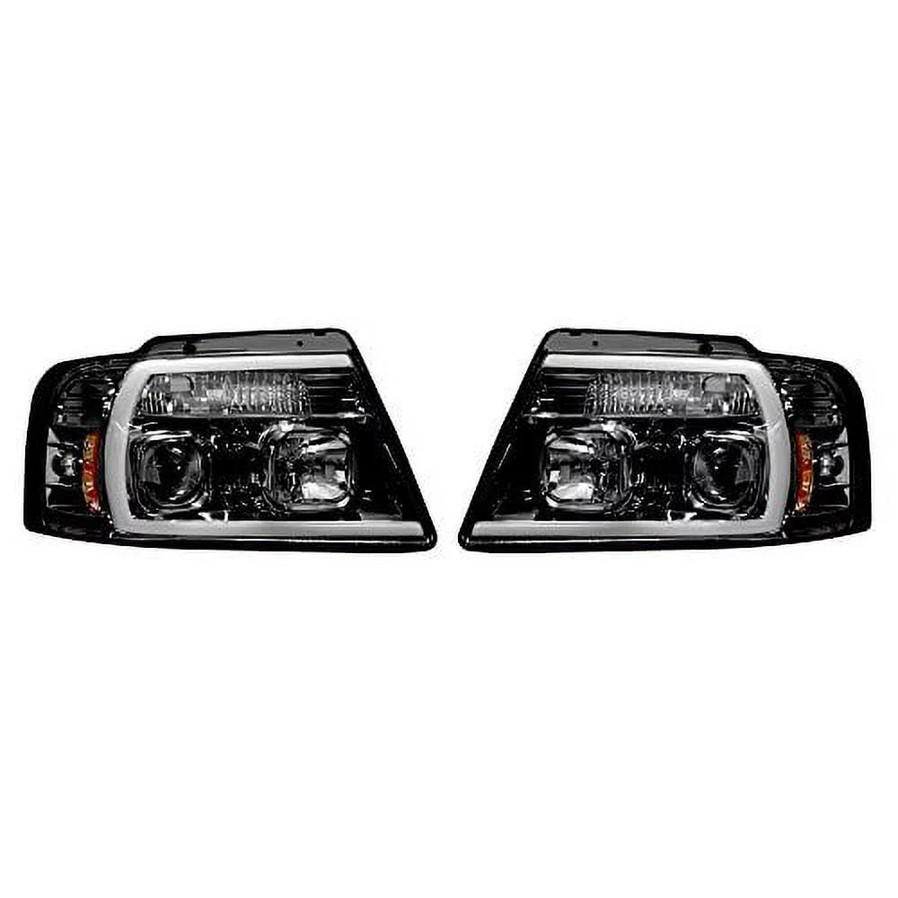Recon Sizemoked Black Projector Headlights Kit For 04-08 Ford F150  (264198BKC)