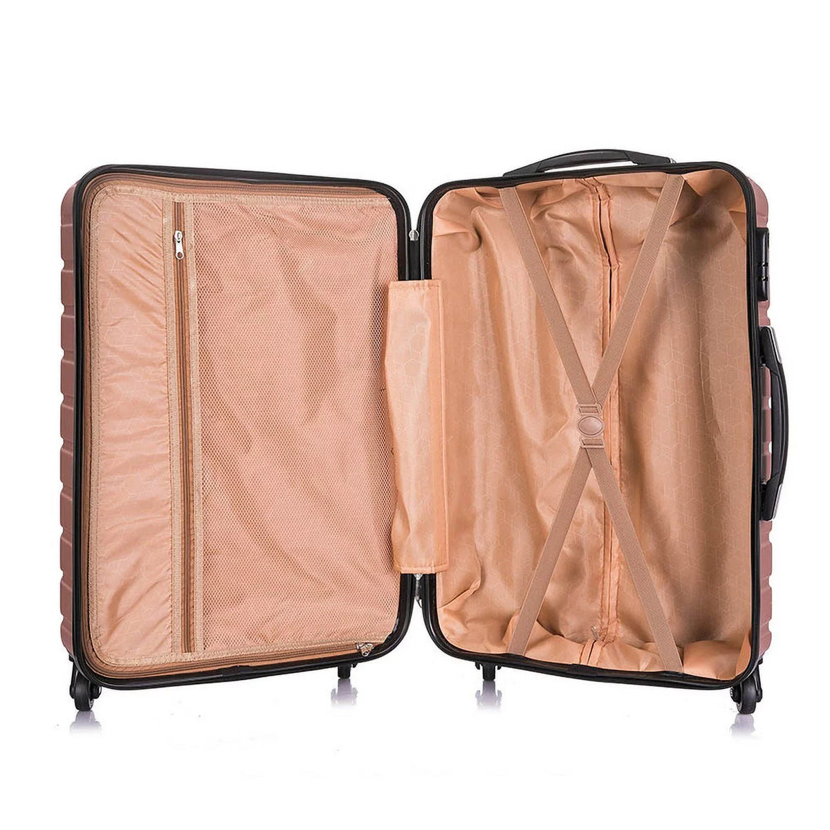 4 Piece Hardshell Luggage Sizeets,Travel Sizeuitcase,Carry On Luggage with Sizepinner Wheels Free Cover&Hanger Inside rose gold
