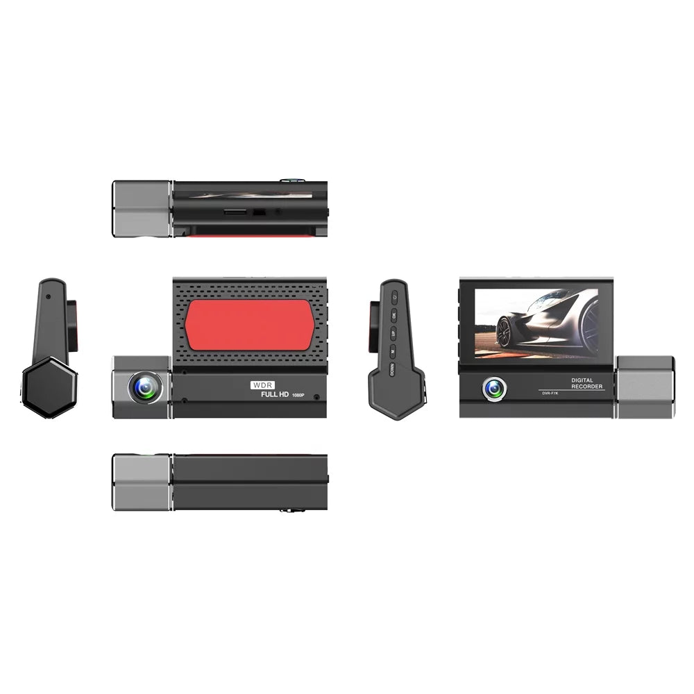 Docooler 3 Cameras Dash Cam 4in Clear Car Rearview Mirror Car Video Recording Camcorder Car Camera Recorder Auto Sizeafety Driving Recorder