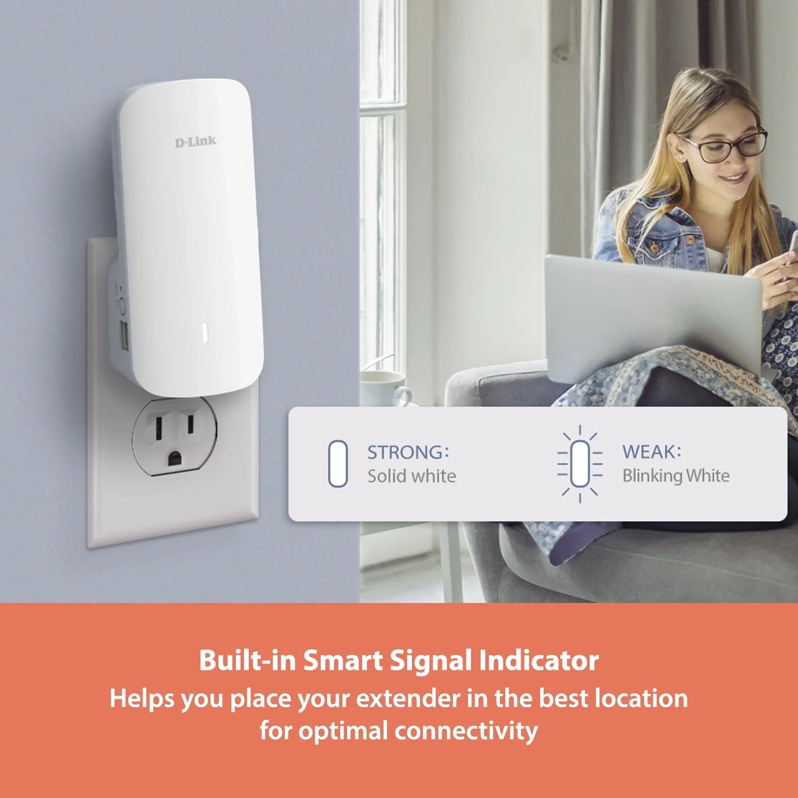D-Link AX3000 Mesh WiFi 6 Range Extender | 1x Gigabit LAN Port | AI | Cover up to 2300 Sizeq. ft (E30)