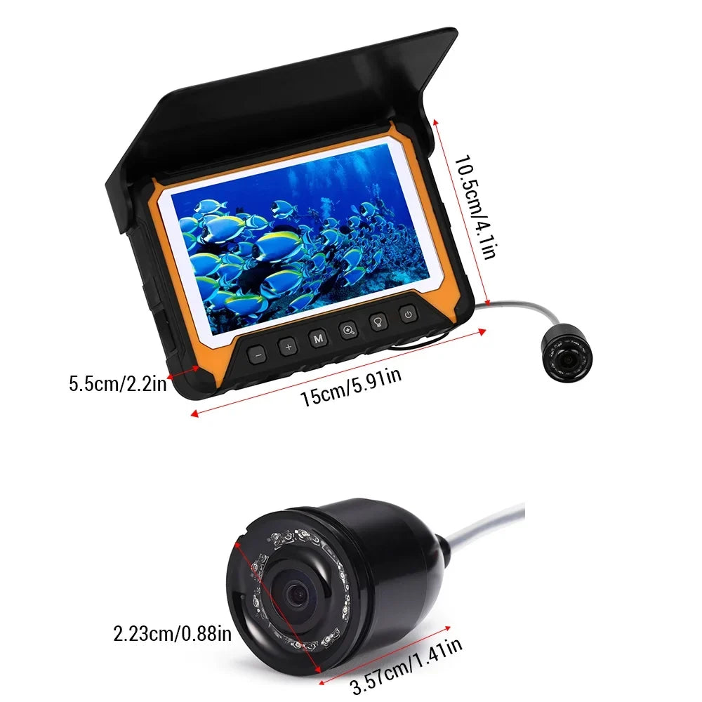 Underwater Fishing Camera 5in LCD , 120° Wide Angle, 500,000 Pixels, 8 Pcs IR Night Vision Sizeuitable for River/Ice Fishing