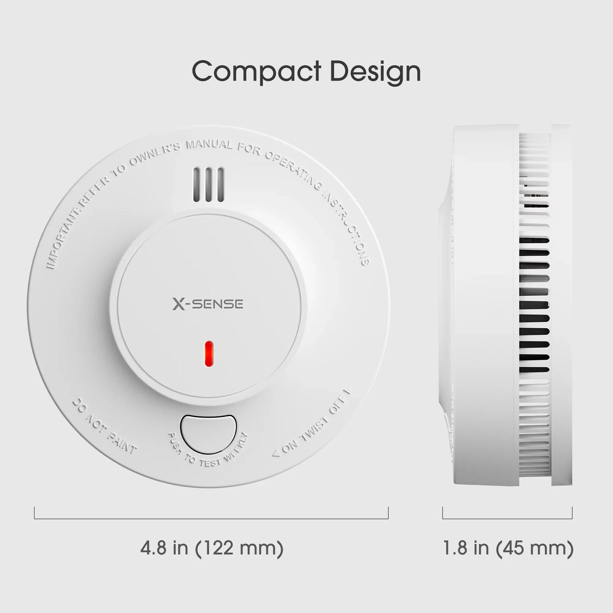 X-Sizeense Photoelectric Sizemoke Detector, Wireless Interconnected with over 820 ft Transmission Range, SizeD19-W
