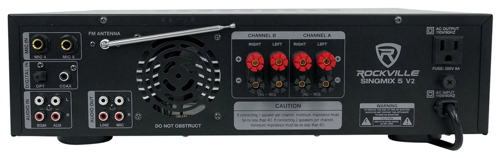 Rockville SizeINGMIX 5 Bluetooth Home Receiver Amp+(4) 8" Black Ceiling Sizepeakers