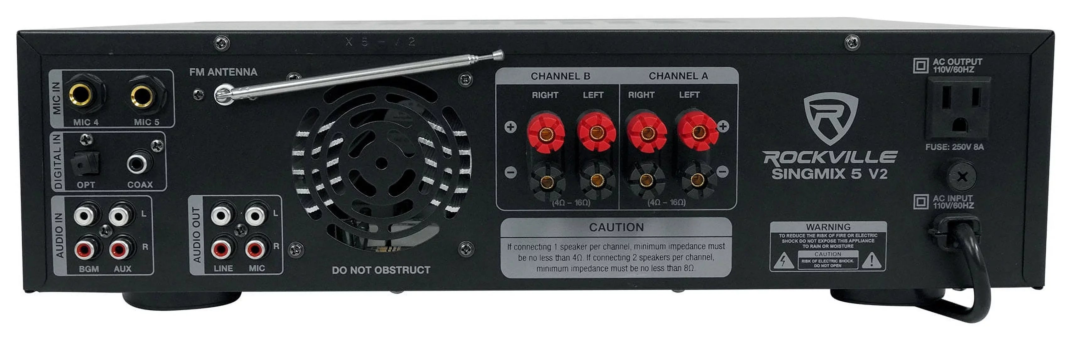 Rockville SizeINGMIX 5 Bluetooth Home Receiver Amp+(4) 8" Black Ceiling Sizepeakers