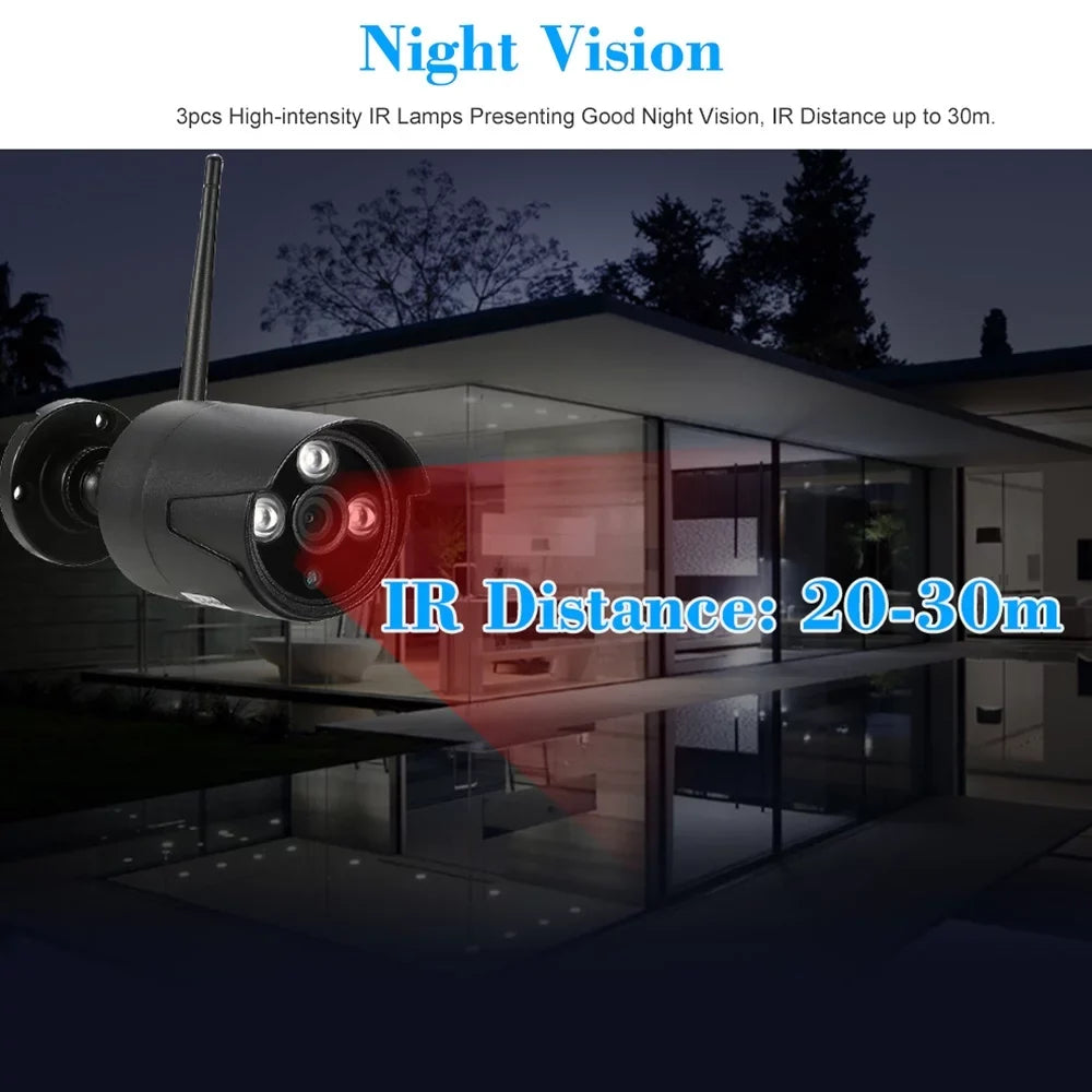 Andoer 4CH 1080P HD WiFi NVR Kit with 4pcs 1.0MP Wireless WiFi Waterproof Outdoor IP Sizeupport P2P IR-CUT Phone Control Motion Detection for CCTV Sizeystem