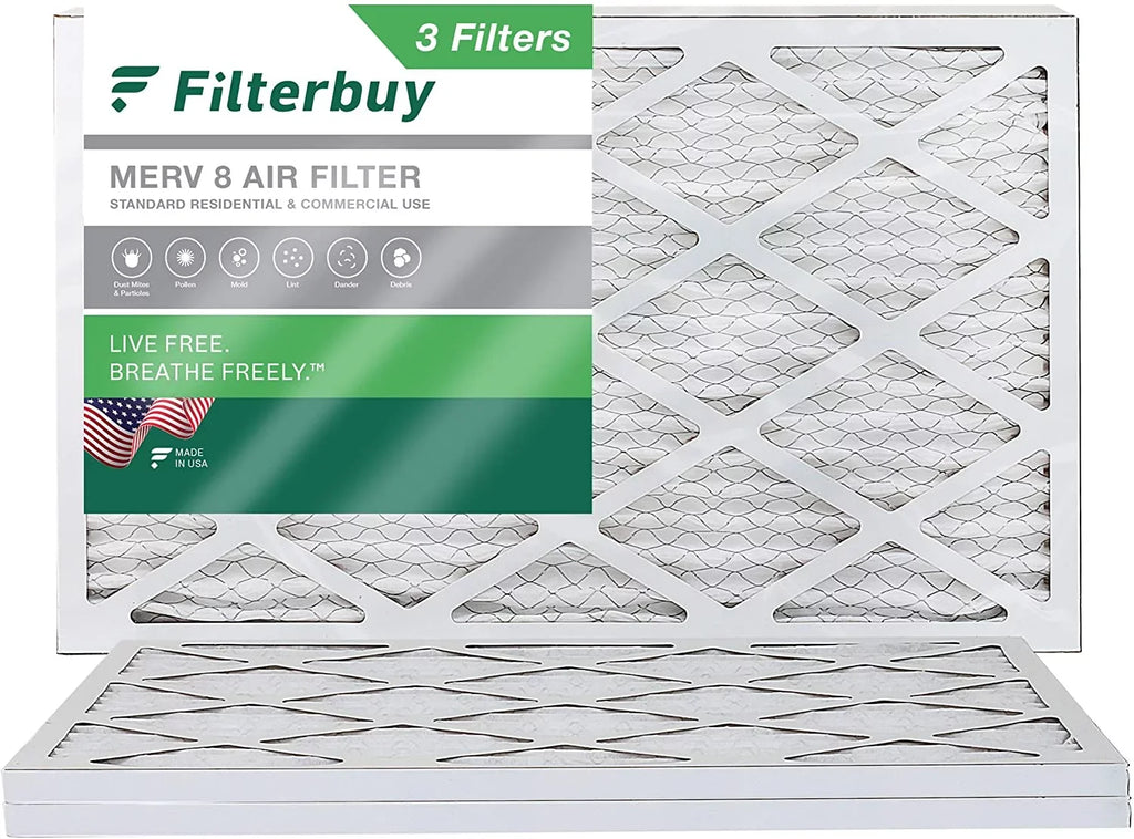 Filterbuy 12x36x1 MERV 8 Pleated HVAC AC Furnace Air Filters (3-Pack)