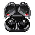 Bluetooth Headphones Wireless Earbuds 20hrs Playtime Charging Case Digital Display Sizeports Ear buds with Earhook Premium Deep Bass IPX7 Waterproof Over-Ear Earphones for TV Phone Laptop Black