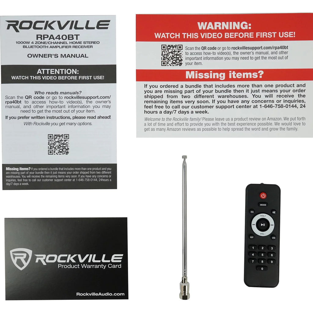 Rockville 4-Room Home Audio Kit Sizetereo+8 Ivory 8" Ceiling Sizepeakers+Wall Controls