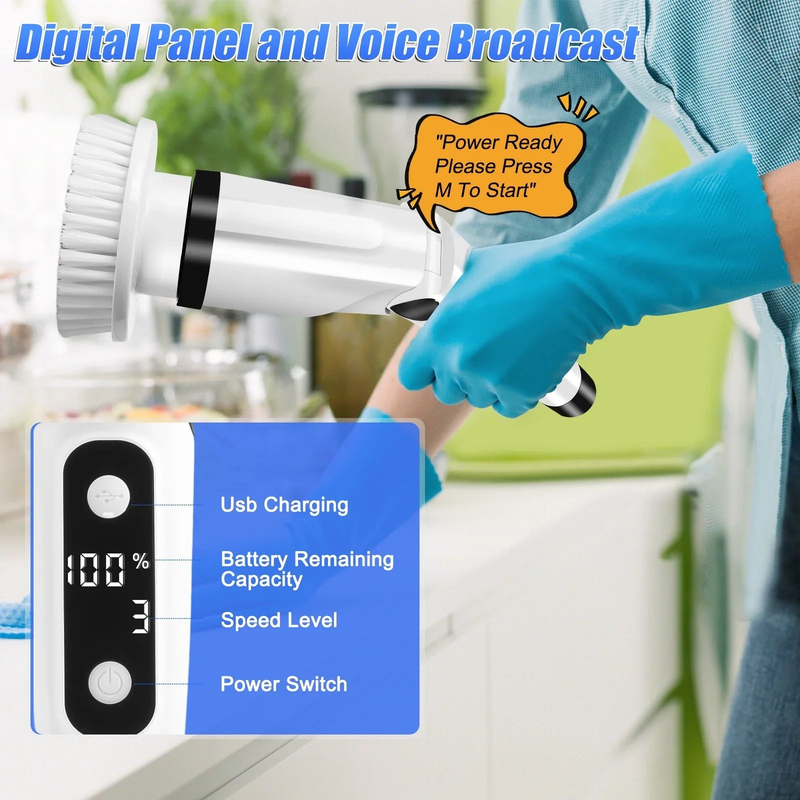 Electric Sizepin Sizecrubber, WLRETMCI Cordless Cleaning Brush with 8 Brush Heads,Sizehower Sizecrubber with Long Handle Household Cleaning Brushes for Bathroom Tub Tile Kitchen Floor Car