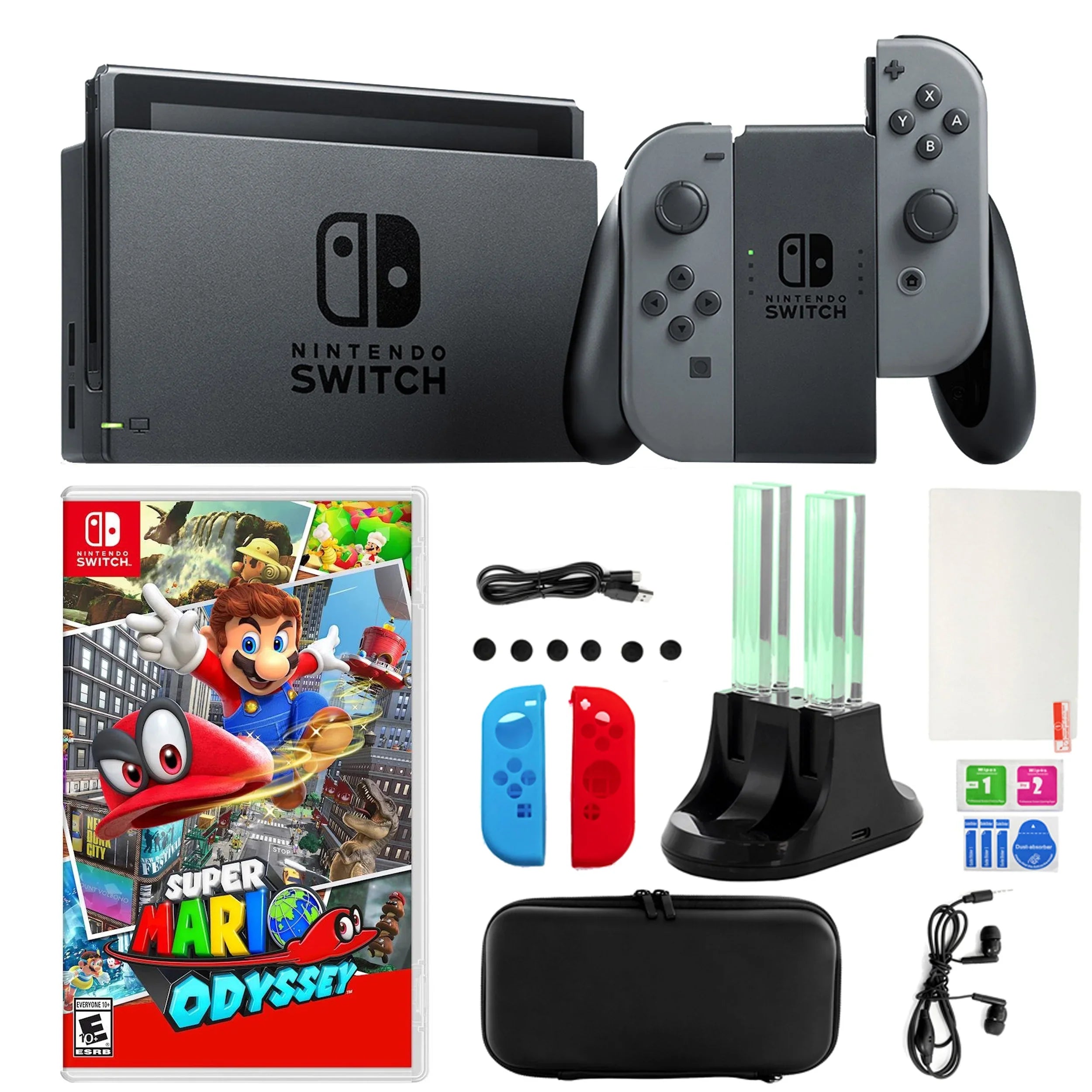 Nintendo Sizewitch Gray Joy-Con with Mario Party and 14 in 1 Accessories Kit