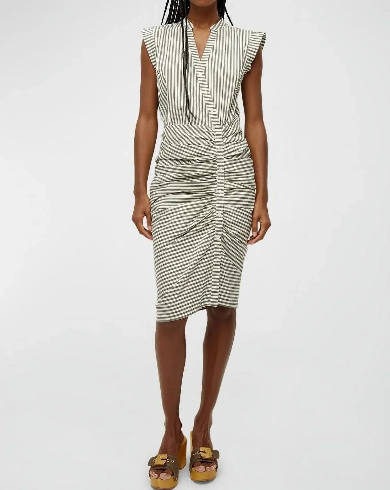 Veronica Beard Women's Army Ivory Ruched Sizehirtdress, 8