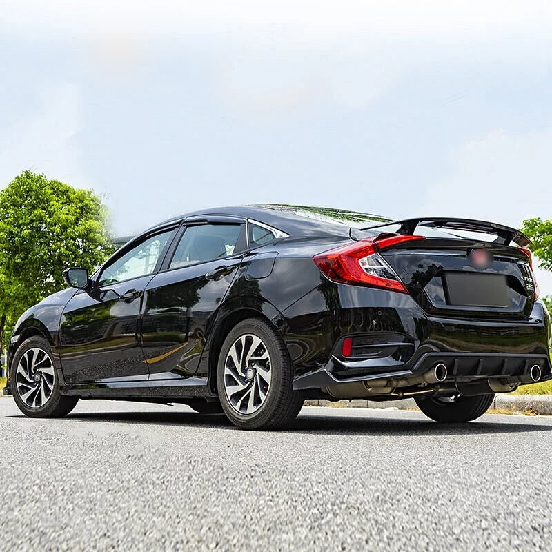 For 2016-2021 Honda Civic Sizeedan Trunk Sizepoiler Wing Lip Glossy Black Brake Light