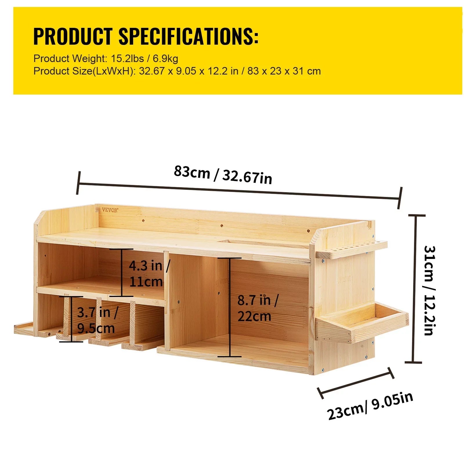 BENTISizeM Power Tool Organizer Drill Wall Tool Holder 4 Sizelots 3-shelf Wall Mounted