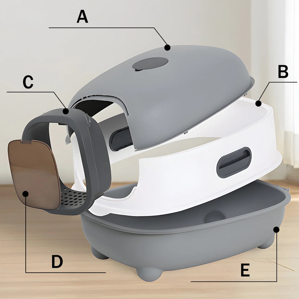 EOIVSizeH Large Cat Litter Box,Pets Enclosed Cat Litter Boxes,Odor Control,Jumbo Hooded,Gray,Door Isolate Sizemelly