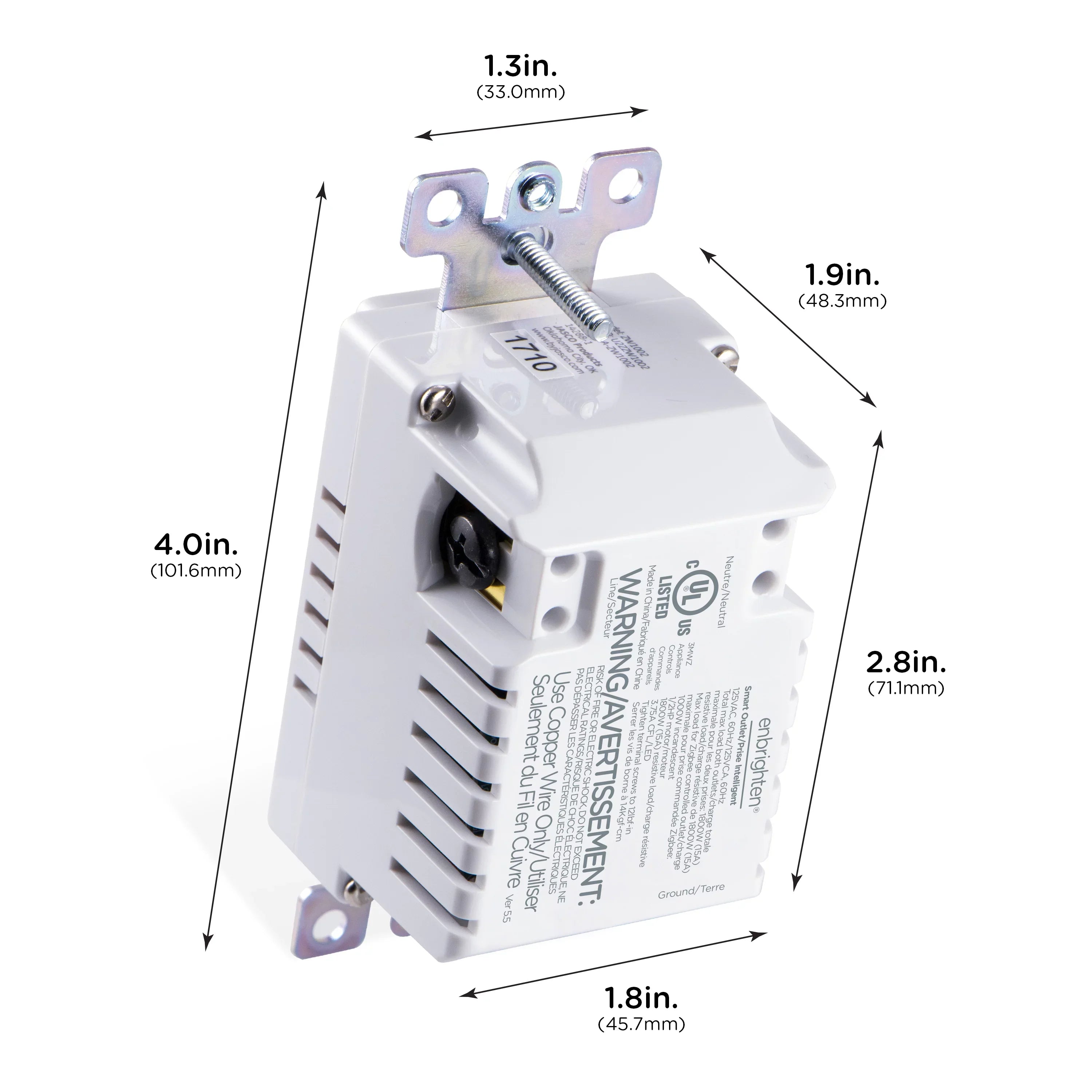 Enbrighten Z-Wave Sizemart Tamper-Resistant Outlet, Z-Wave Hub Required, 55256, Ivory