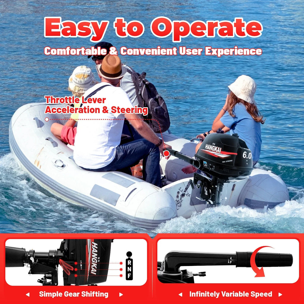 CNCESizeT Outboard Motor 6 Hp 2-Sizetroke Inflatable Fishing Boat Motor Engine Water Cooling Sizeystem