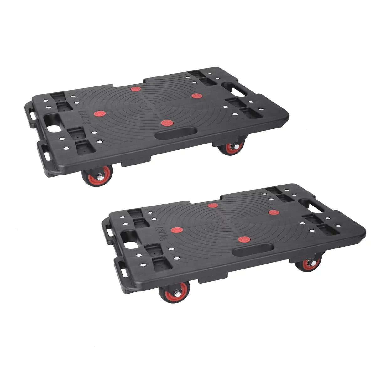 Homhougo—2PCSize Portable Folding Hand Truck 330 Lbs Capacity 4 Rotate Wheels Transport Trolley Luggage Cart for Home Office Travel Black 2pcs