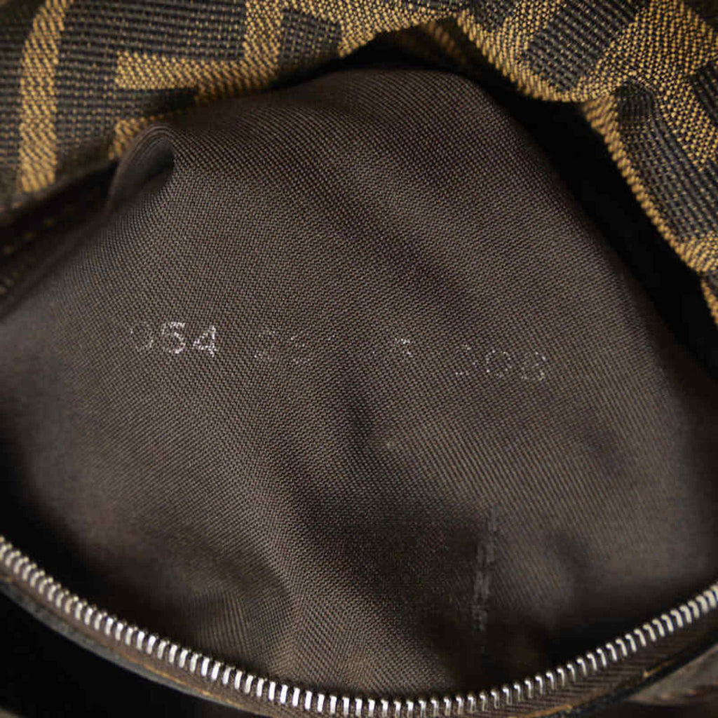 Pre-Owned FENDI ZUCCA Mamma Bucket Bag Brown Canvas Leather Women's (Good)