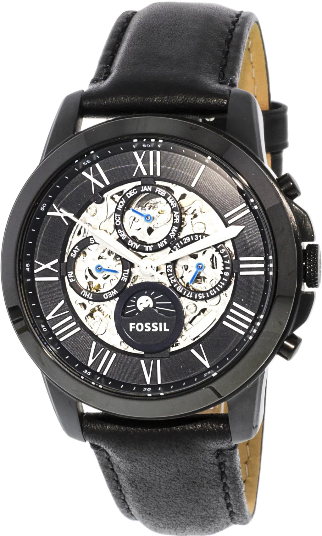 Fossil Men's Grant ME3028 Black Leather Japanese Automatic Fashion Watch