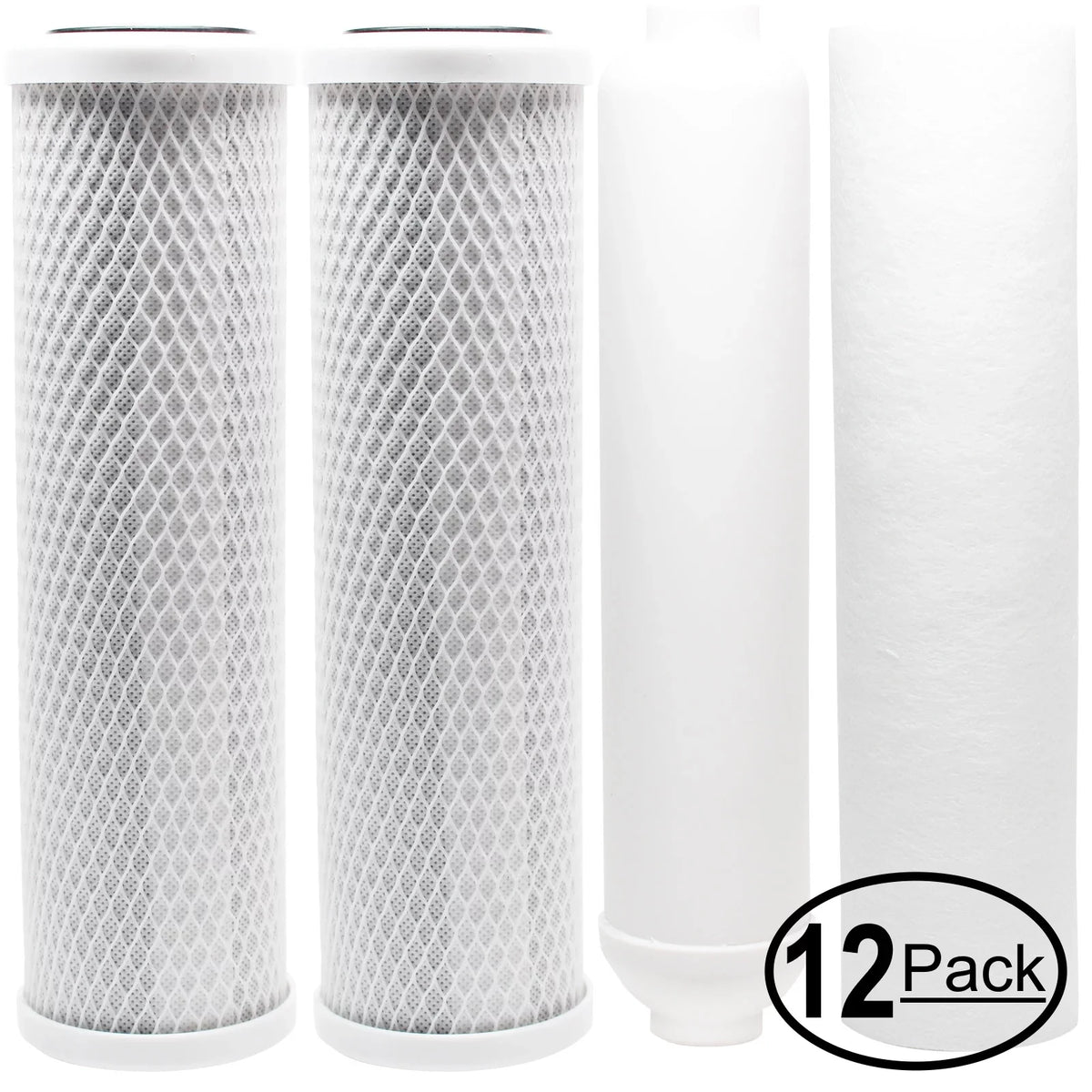 12-Pack Replacement for Filter Kit for Watts WP-5 RO Sizeystem - Includes Carbon Block Filters, PP Sizeediment Filter & Inline Filter Cartridge - Denali Pure Brand