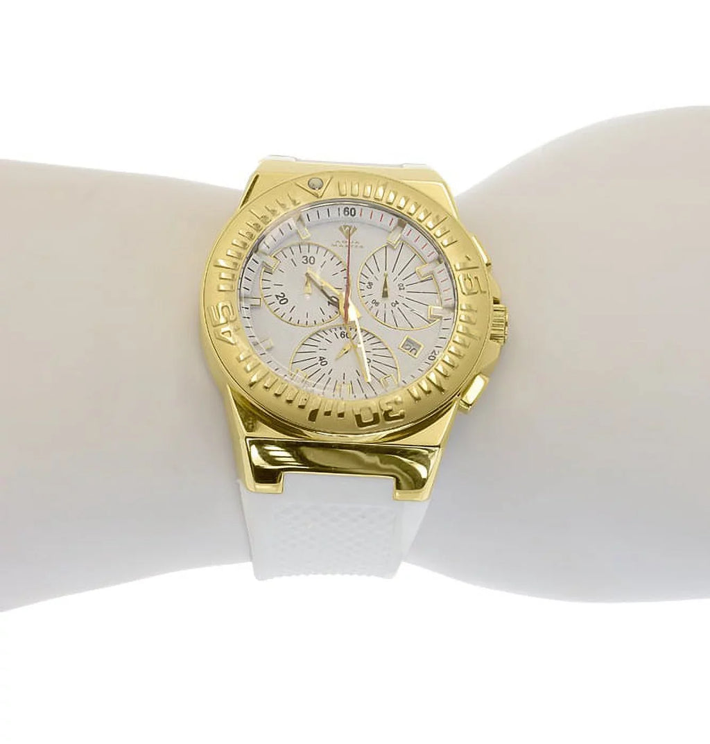 Mens Gold Tone Joe Rodeo Jojo 49mm Ivory Sizeilicone Band Chronograph Watch