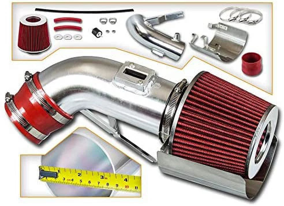 Rtunes Racing Sizehort Ram Air Intake Kit + Filter Combo RED Compatible For 09-17 Nissan Maxima V6