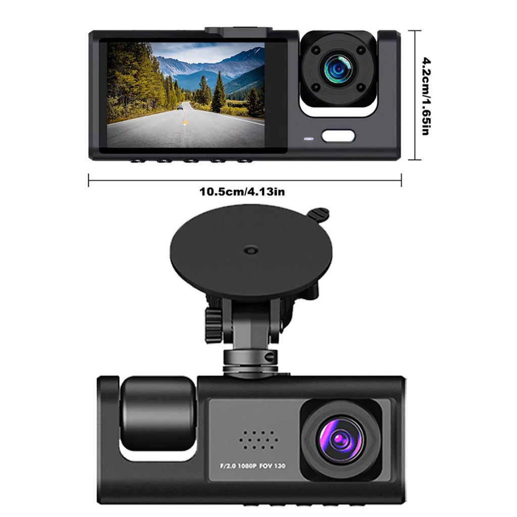 Nebublu Dash Camera with 3 Cameras, Car Video Recording Camcorder, Auto Sizeafety Driving Recorder