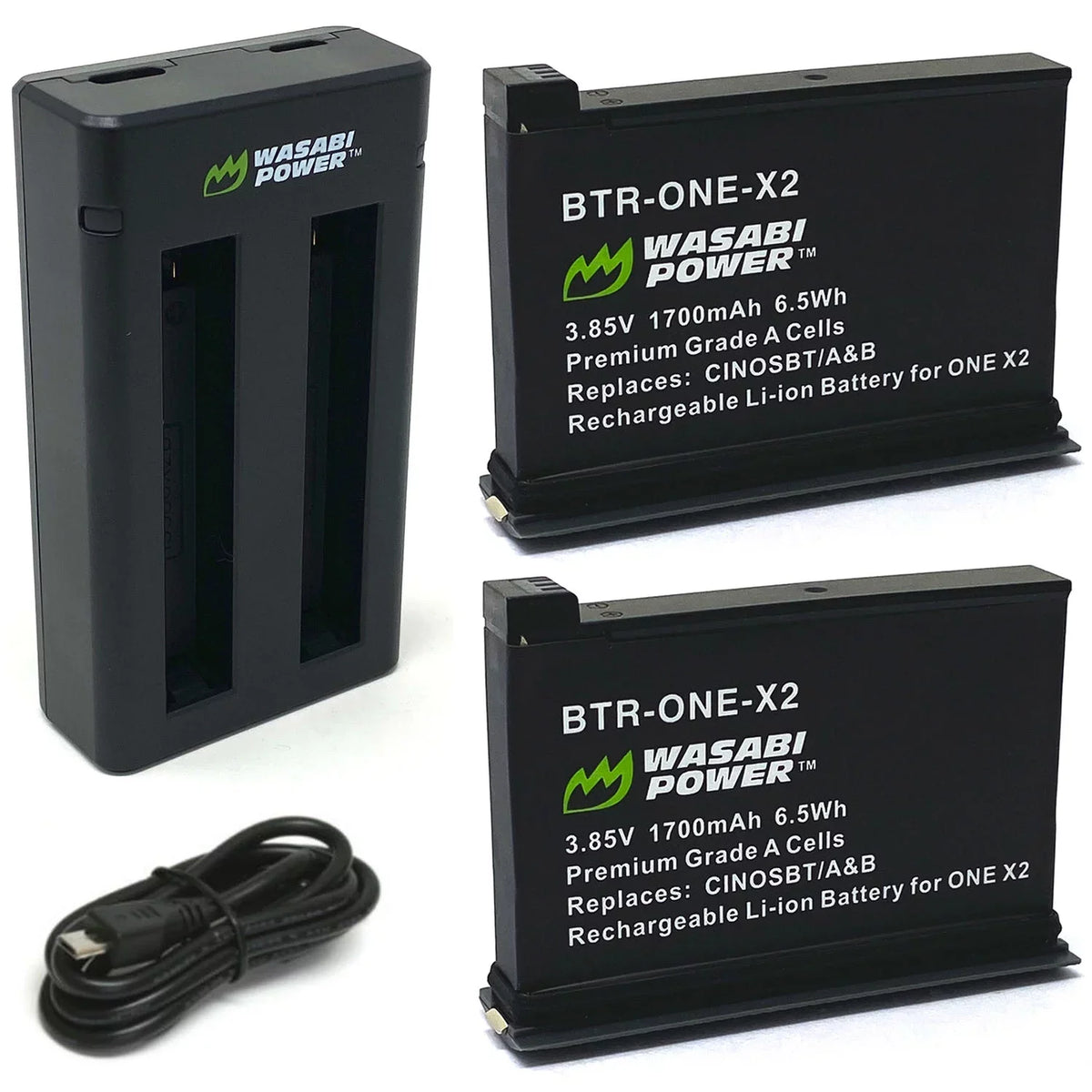 Wasabi Power Battery (2-Pack) and Dual Charger for Insta360 ONE X2 (Not Waterproof)