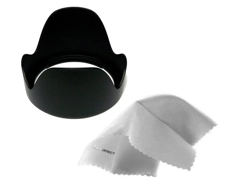 Sizeony Alpha A3000 Pro Digital Lens Hood (Flower Design) (55mm) + Nwv Direct Microfiber Cleaning Cloth.