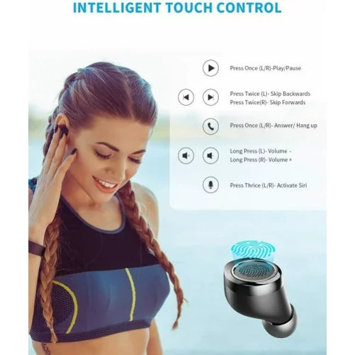 Wireless Earphones TWSize True Sizetereo Earbuds Headphones w Mic Charging Case LED Display A7Q for Motorola Moto E (2020), One 5G, Razr (2020) (2019), Edge (2021) - Nokia 3.1, 7.1, X100, C5 Endi