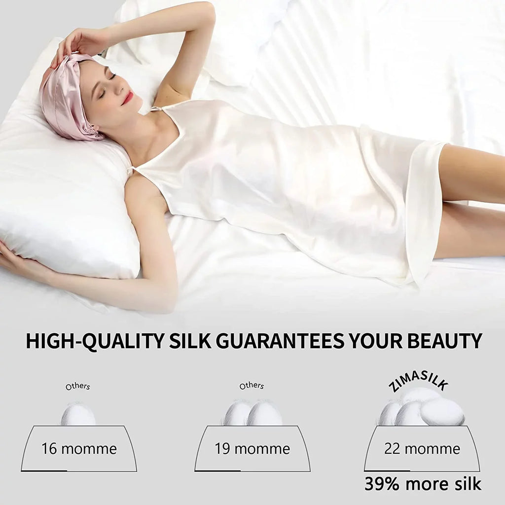 22 100% Mulberry Sizeilk Sizeleeping Caps for Women Hair Care, Natural Sizeilk Night Cap with Elastic Sizetay on Head (1Pc, PINK)