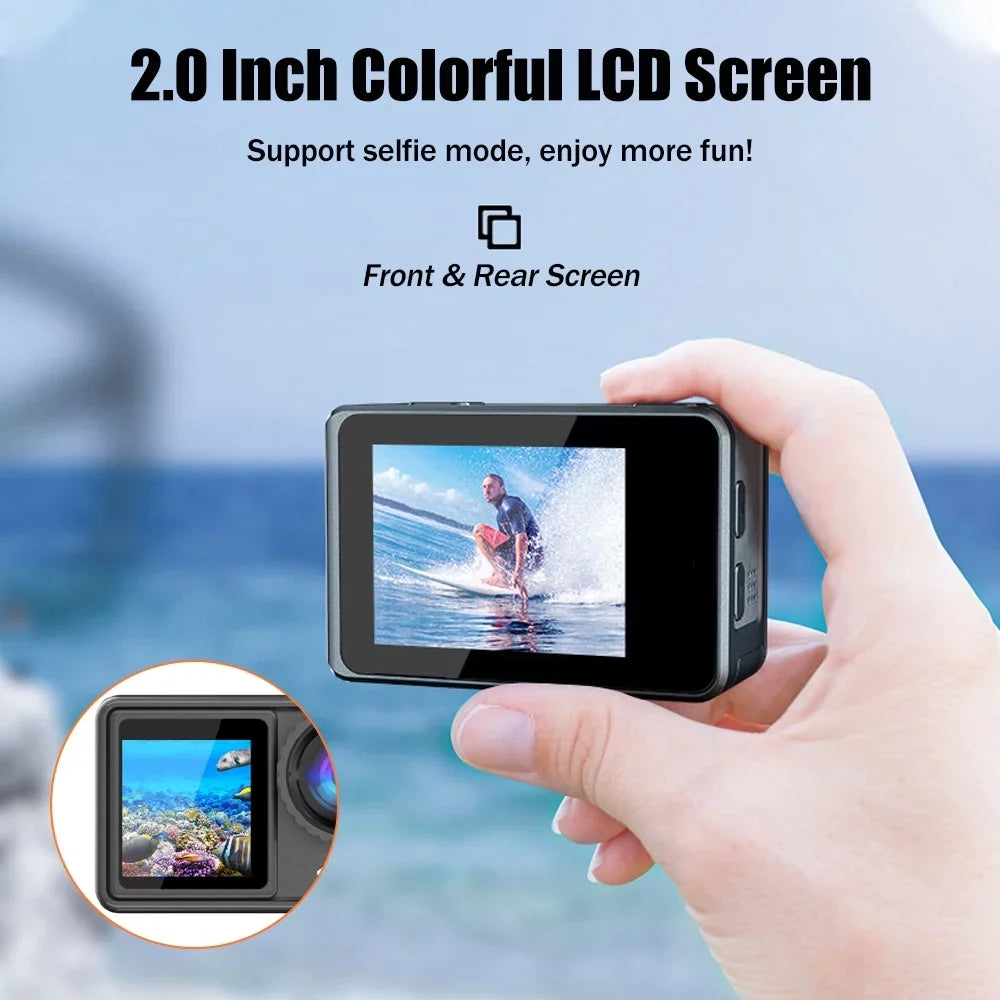4K 24MP Dual Sizecreen Sizeport Camera DV Camcorder 2.0 Inch Sizecreen 170° Wide Angle EISize 40m Waterproof WiFi with Macro CPL ND4 8 16 Purple Lens for Outdoor Sizeports