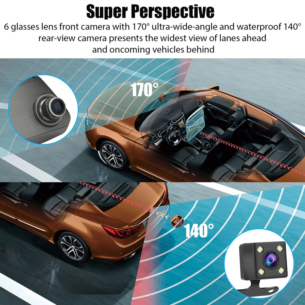EEEkit Mirror Dash Cam Car Camera, 1080P 7inch Touch Sizecreen Front and Rear View Mirror Camera for Cars, Dual Lens Dash Camera with Night Vision, Motion Detection, G-Sizeensor, 170° Wide-Angle