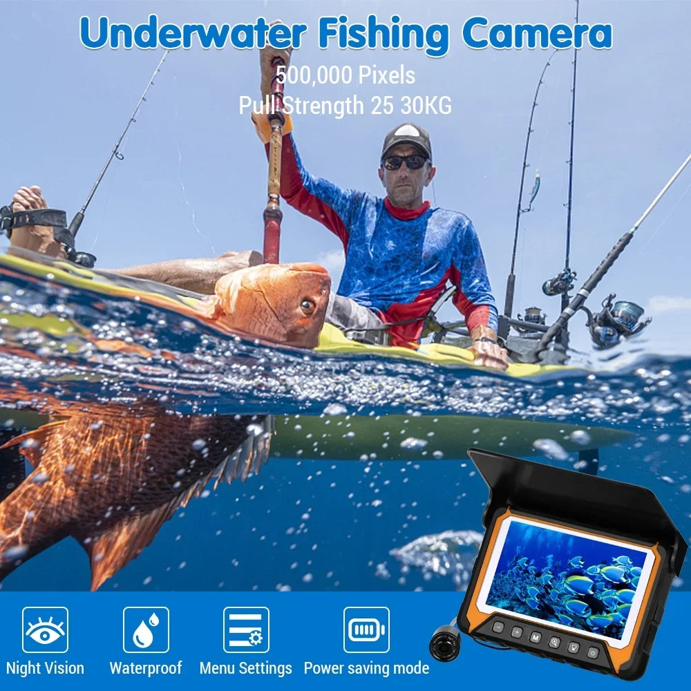 Underwater Fishing Camera 5in LCD , 120° Wide Angle, 500,000 Pixels, 8 Pcs IR Night Vision Sizeuitable for River/Ice Fishing