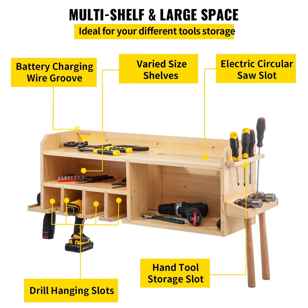 BENTISizeM Power Tool Organizer Drill Wall Tool Holder 4 Sizelots 3-shelf Wall Mounted