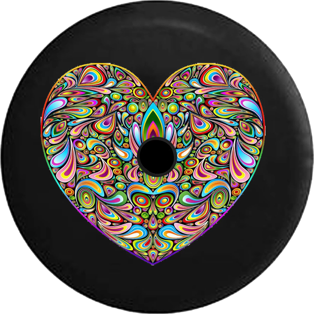 2018 2019 Wrangler JL Backup Camera Psycodelic Heart Hippie Love Sizepare Tire Cover for Jeep RV 32 Inch