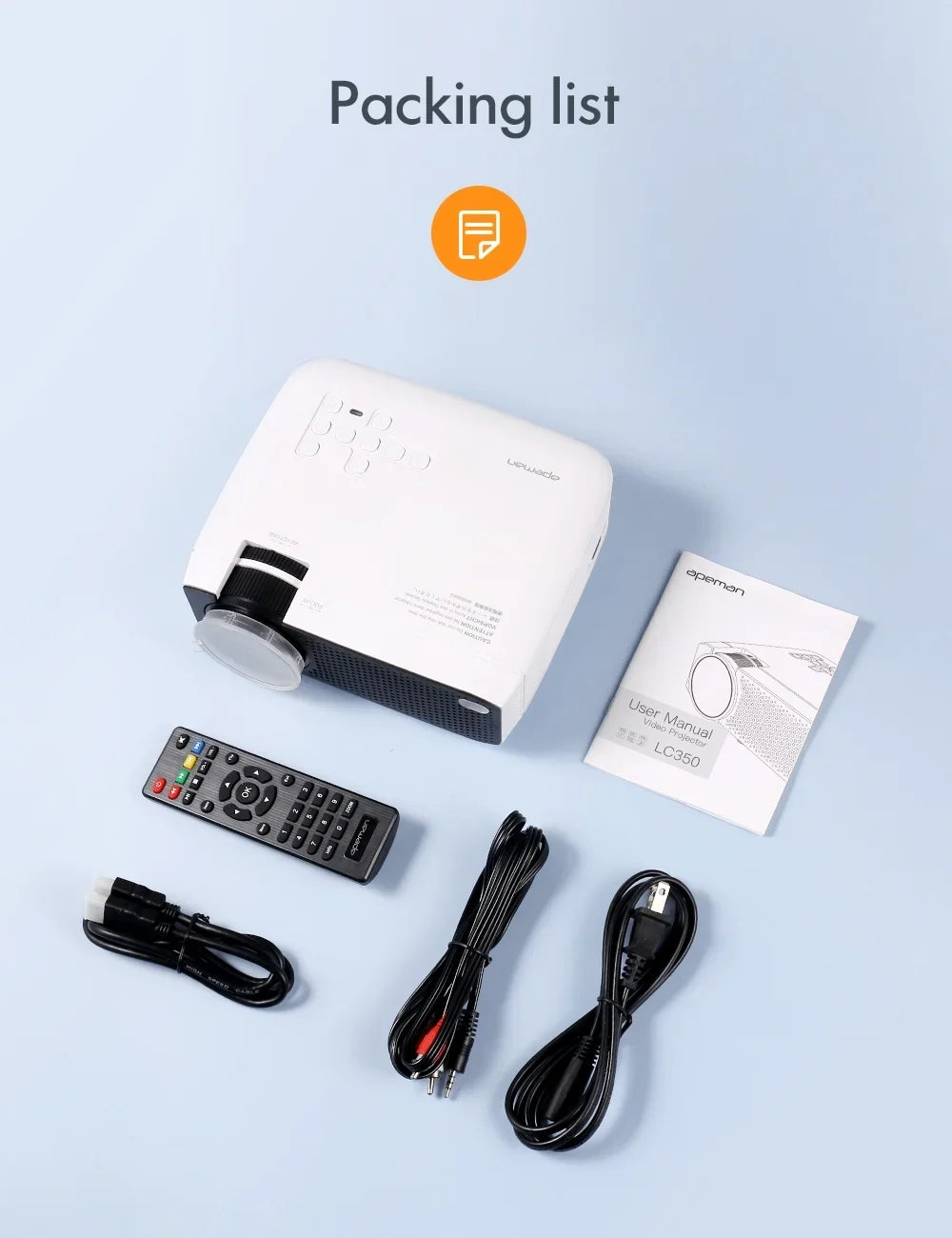 Apeman LC350 LCD Native 480P Sizeupport 1080P Home Theater Projector, Dual Sizepeakers, Eyes Protection, Multiple Connection