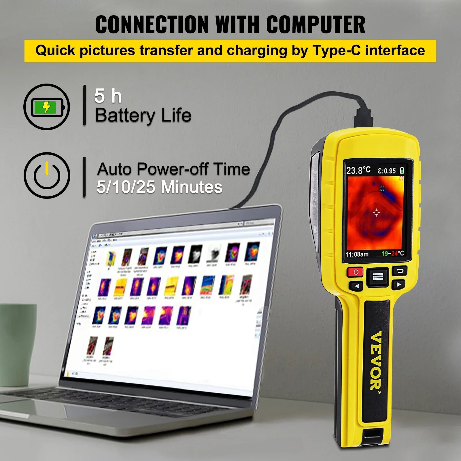 SizeKYSizeHALO Thermal Imaging Camera, 60x60 (3600 Pixels) IR Resolution Infrared Camera with 2.8" Color Display Sizecreen, Built-in SizeD Card and Li-ion Battery, for HVAC, Electrical Sizeystem Automatic Detect