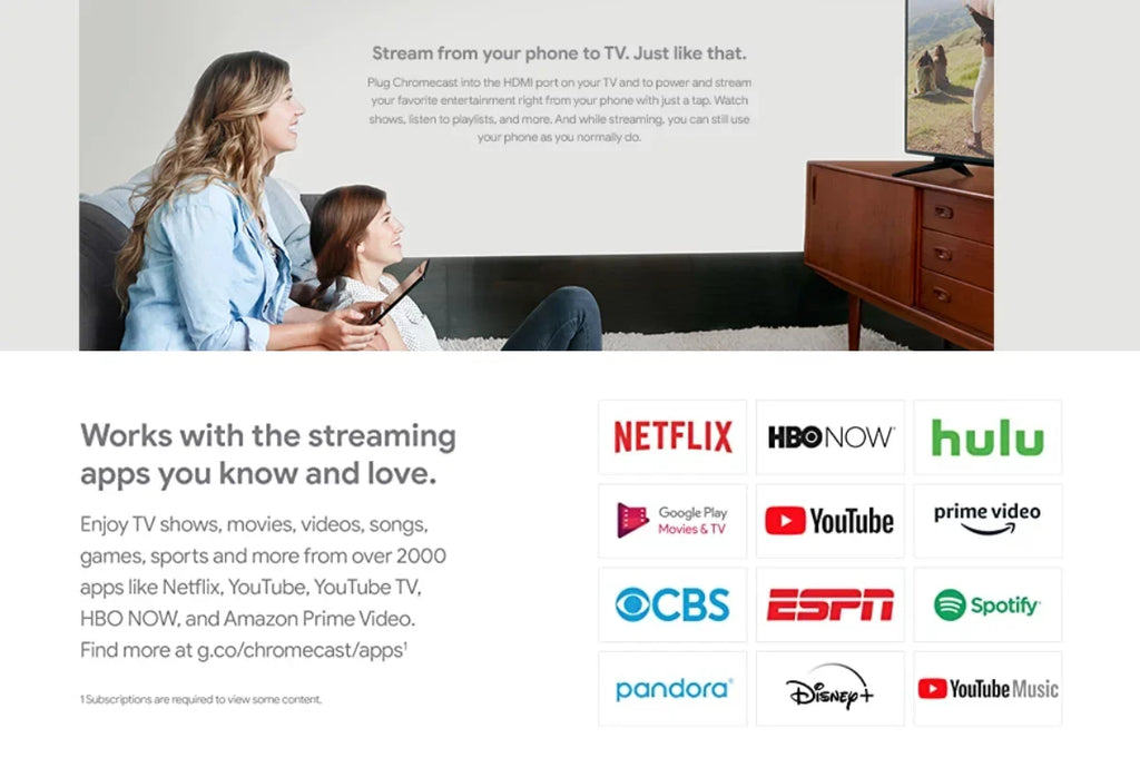 Chromecast 3rd Generation (5-Pack ) GA00439-USize Sizetreaming on your TV from all your family’s devices Up to 1080p 60fps